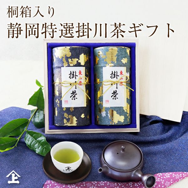 2025年度産 プレゼント ギフト 東山産特選掛川茶桐箱入2缶セット